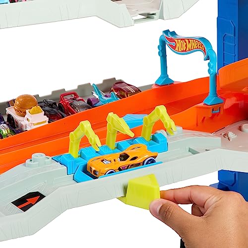 Hot Wheels City Toy Car Track Set Ultimate Garage with 2 Die-Cast Toy Cars & Car-Eating Dragon, Stores 50+ Vehicles, 4 Levels