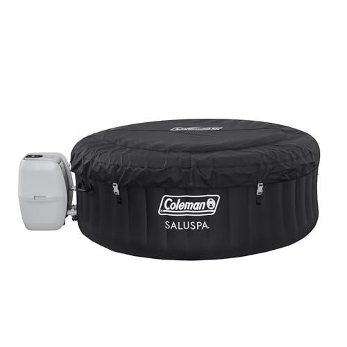 Coleman SaluSpa Miami AirJet 2 to 4 Person Round Inflatable Hot Tub Portable Outdoor Spa with 120 Soothing AirJets and Insulated Cover, Black