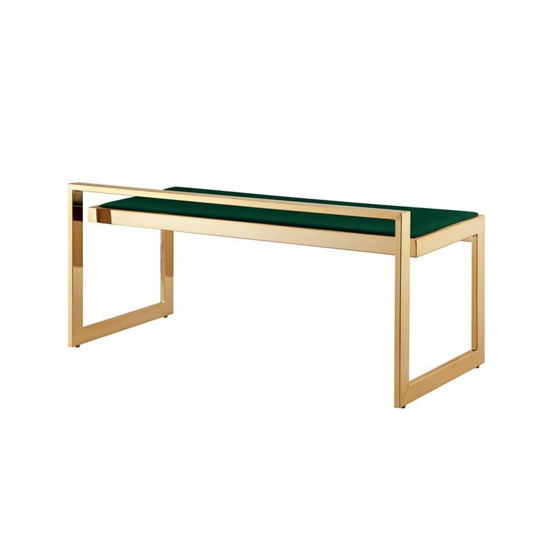 Posh Living Camilo Velvet Bench Green/Gold