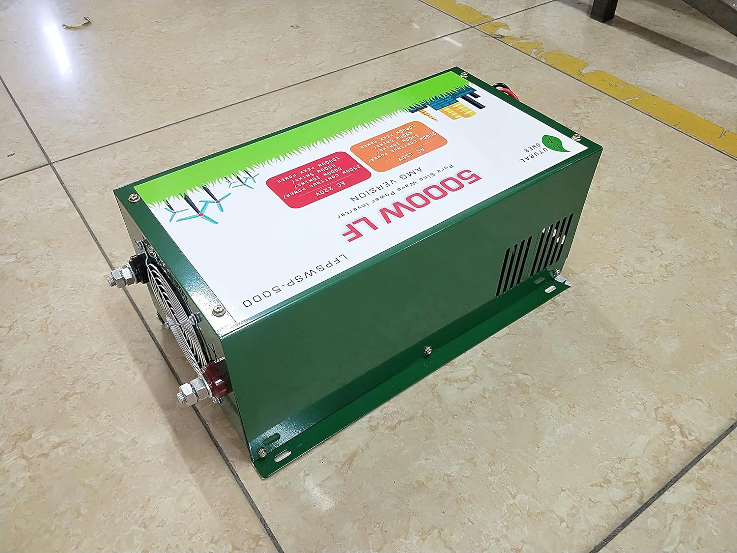 Nutural Power 5000W LF Split Phase Pure Sine Wave Power Inverter DC 12V to AC 110V and 220V 60Hz, with 110V BTY Charger Function, AMG Version