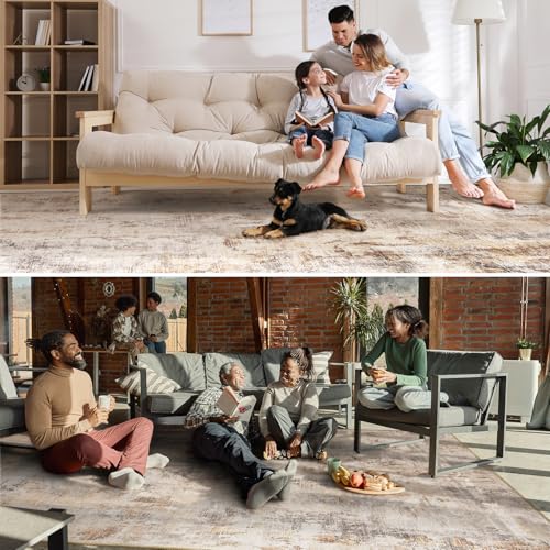 tchido Area Rug 8x10 Rugs for Living Room Modern Abstract Rug Washable Foldable Rug Non Slip Area Rug for Living Room Bedroom Dining Room Home Office Farmhouse Rugs Light Grey/Blue