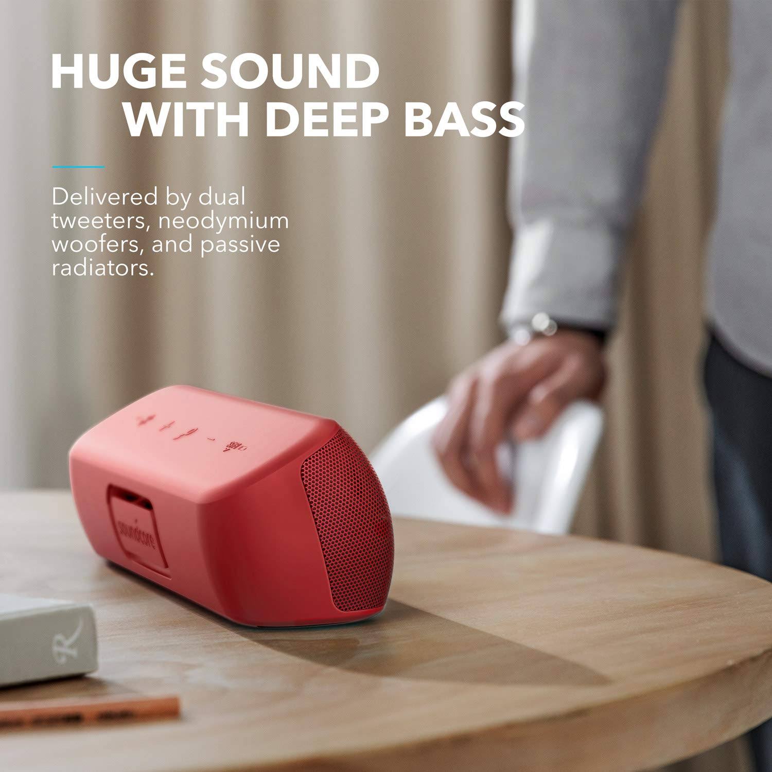 Soundcore Motion + Bluetooth Speaker with Hi-Res 30W Audio, BassUp - Red