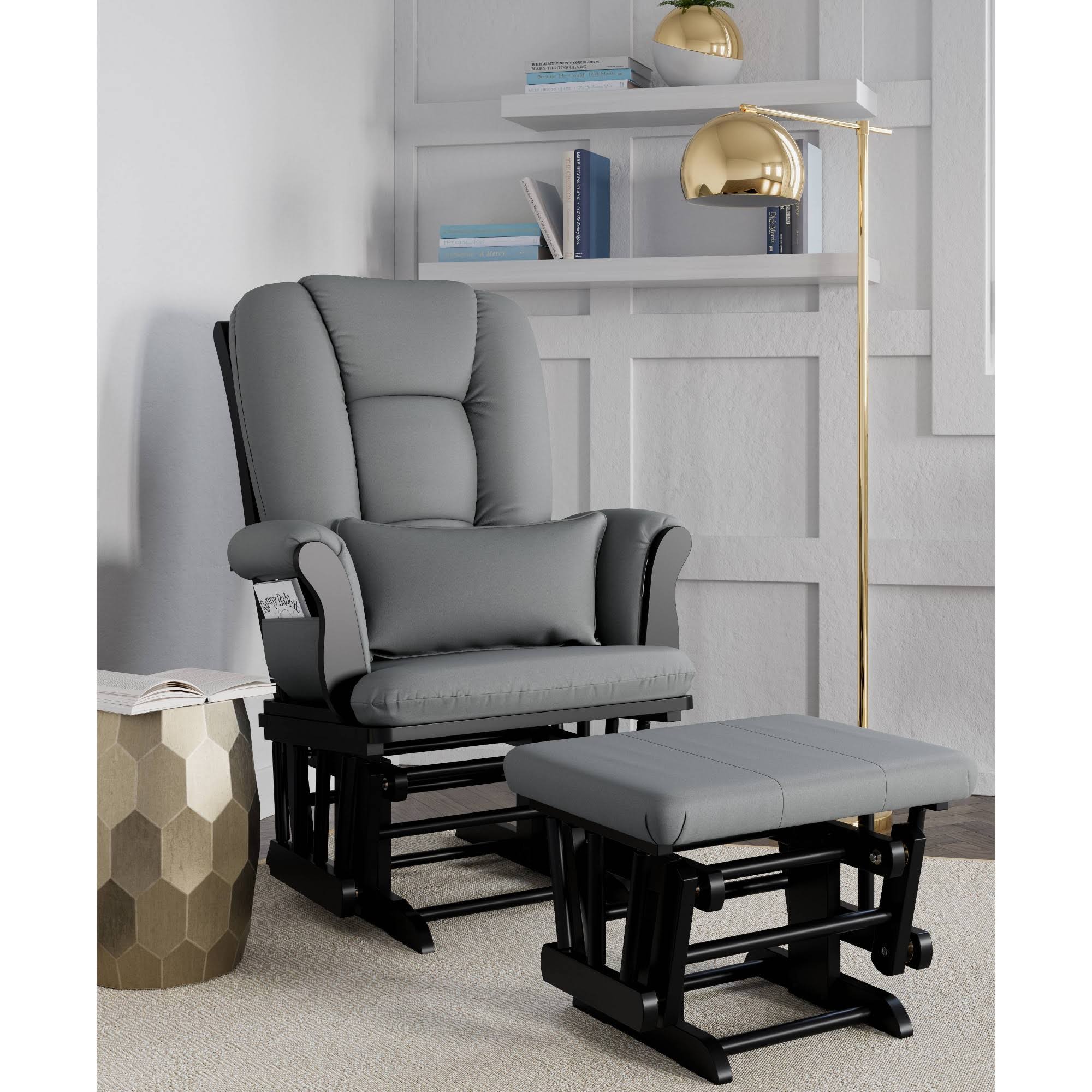 Storkcraft Tuscany Black Glider and Ottoman - Gray