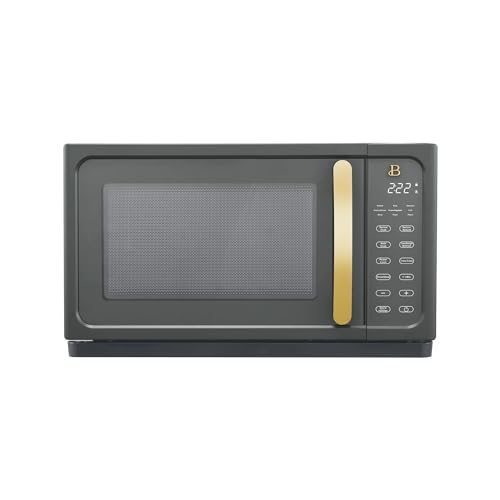 Beautiful 1.1 Cu ft 1000 Watt, Sensor Microwave Oven, Touch-Activated Display, 15 Convenient Pre-Set Functions by Drew Barrymore (Gray)