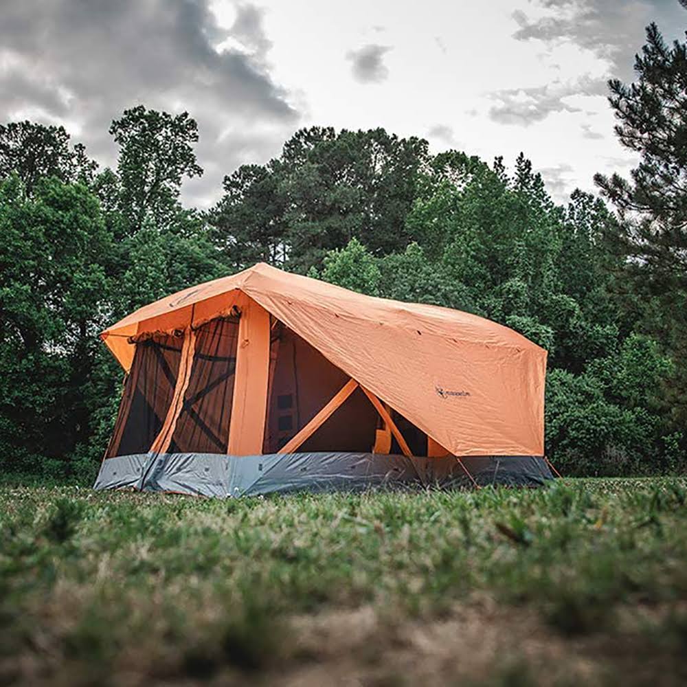 Gazelle T4 Plus 8 Person Portable Pop Up Camping Hub Tent w/Screen Room, Orange