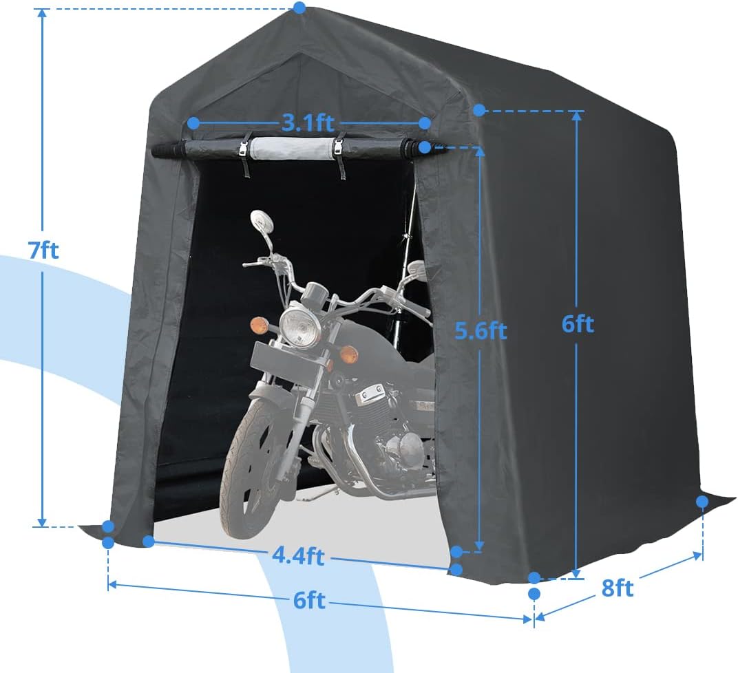ADVANCE OUTDOOR 10X10 ft Heavy Duty Outdoor Patio Anti-Snow Portable Canopy Storage Shelter Shed Carport with 2 Rolled up Zipper Doors & Vents for Snowmobile Garden Tools, Gray