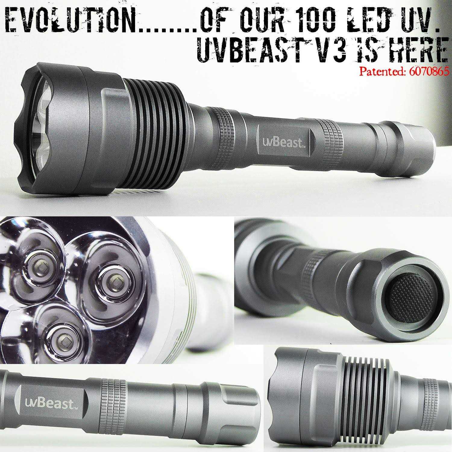 uvBeast New V3 385-395nm Black Light UV Flashlight HIGH Power Upgraded Triple Broad Band LEDs Best for Professional/Commercial Use - Shop Hardware Tools Online Store