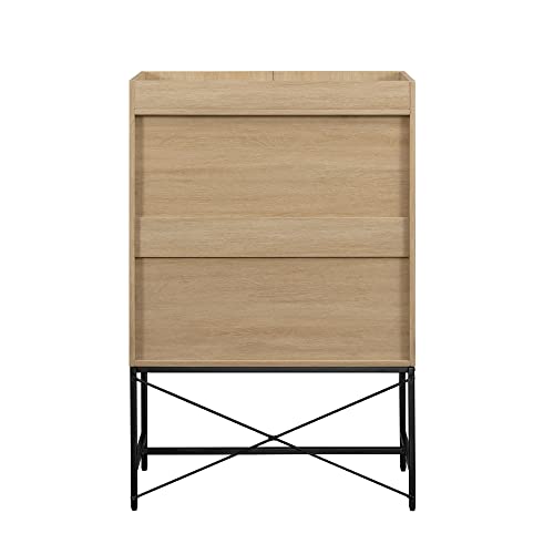 Walker Edison Livv Contemporary 2-Door Tall Accent Cabinet, 47 Inch, Dark Walnut