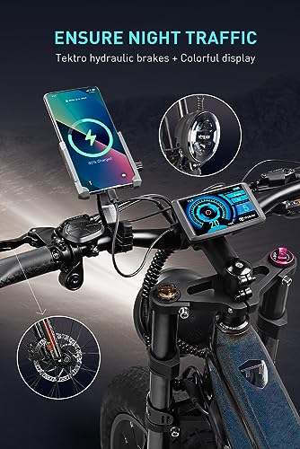 T7 Electric Bike for Adults Fat Tire Ebike 750W BAFANG Motor 20AH Removable Sam-Sung Battery 26 Inch Mountain 28MPH Electric Bicycle Full Suspension Shimano 8 Speed