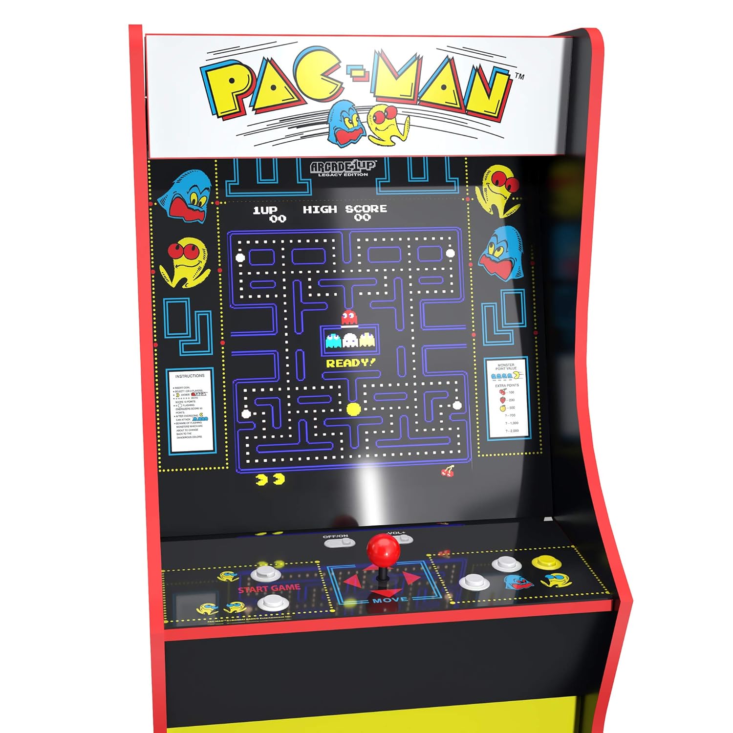 Arcade1UpBandai Namco Entertainment Legacy Edition Arcade Machine, 4-Foot —12-in-1 Pac-Man Arcade Game Machine for Home, 17” Color LCD Screen —Includes Custom Arcade Game Riserand Light-Up Marquee