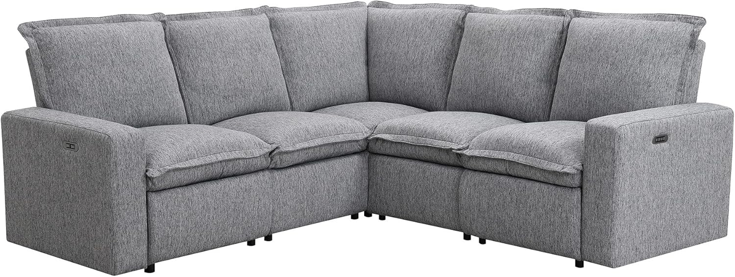 89'' Modular Sectional Sofa Couch, Convertible L Shaped Sofa with Power Recliner Chair, Modern 5-Seater Corner Sofa with USB Port, Seating Soft Chair Couch for Living Room, Home Office, Theater