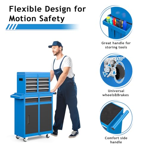 Tool Chest,5-Drawer Rolling Tool Storage Cabinet with Enhanced Packaging, Detachable Top Tool Box, Metal Tool Cart for Garage Workshop,Black, ATC001BK
