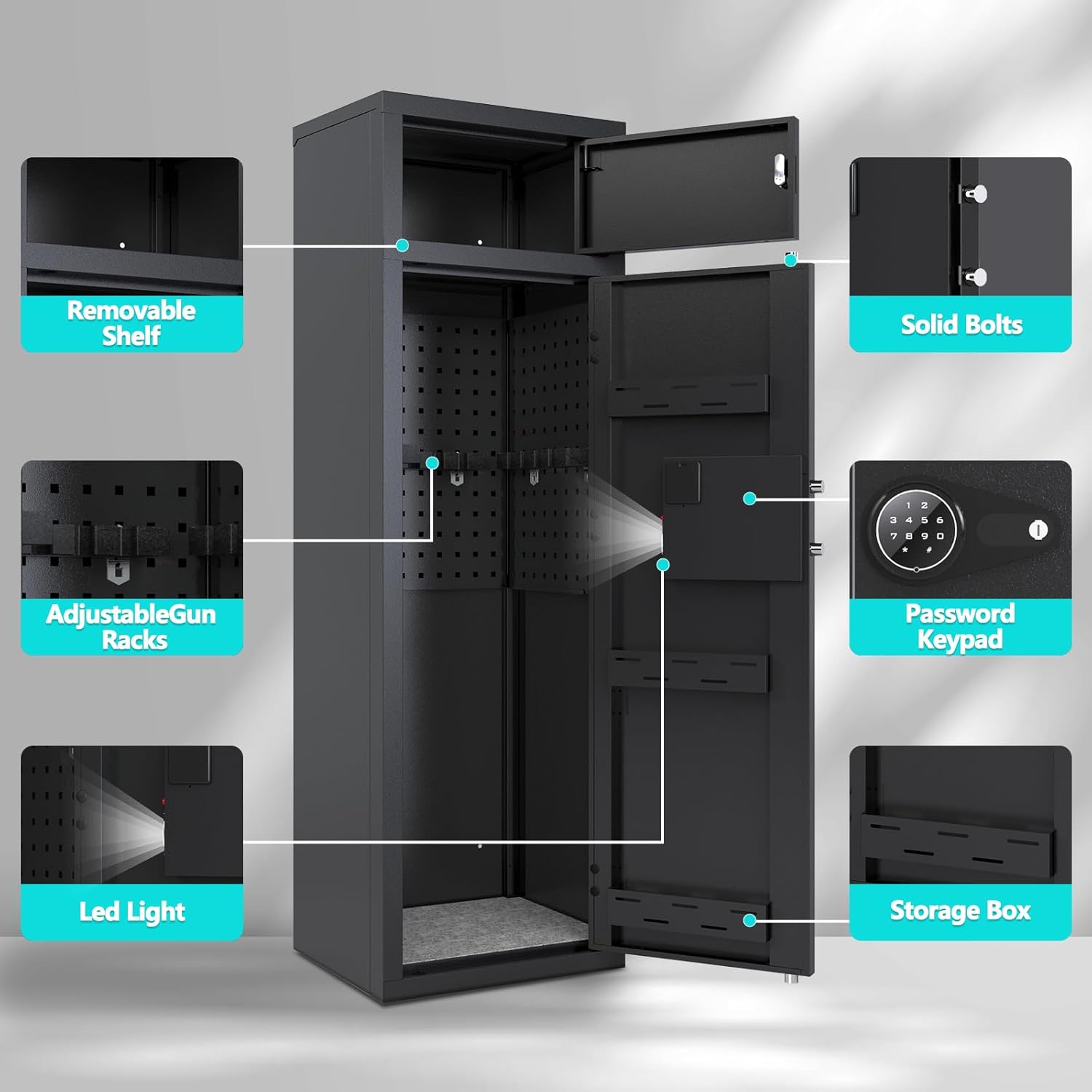 KAER 10-12 Gun Safe,Gun Safes & cabinets,Gun Safes for Home Rifles and Pistols, Gun Safes for Home Rifle and Pistols, Quick Access Gun Safes for Rifles and Shotguns with Keypad,Silent Mode