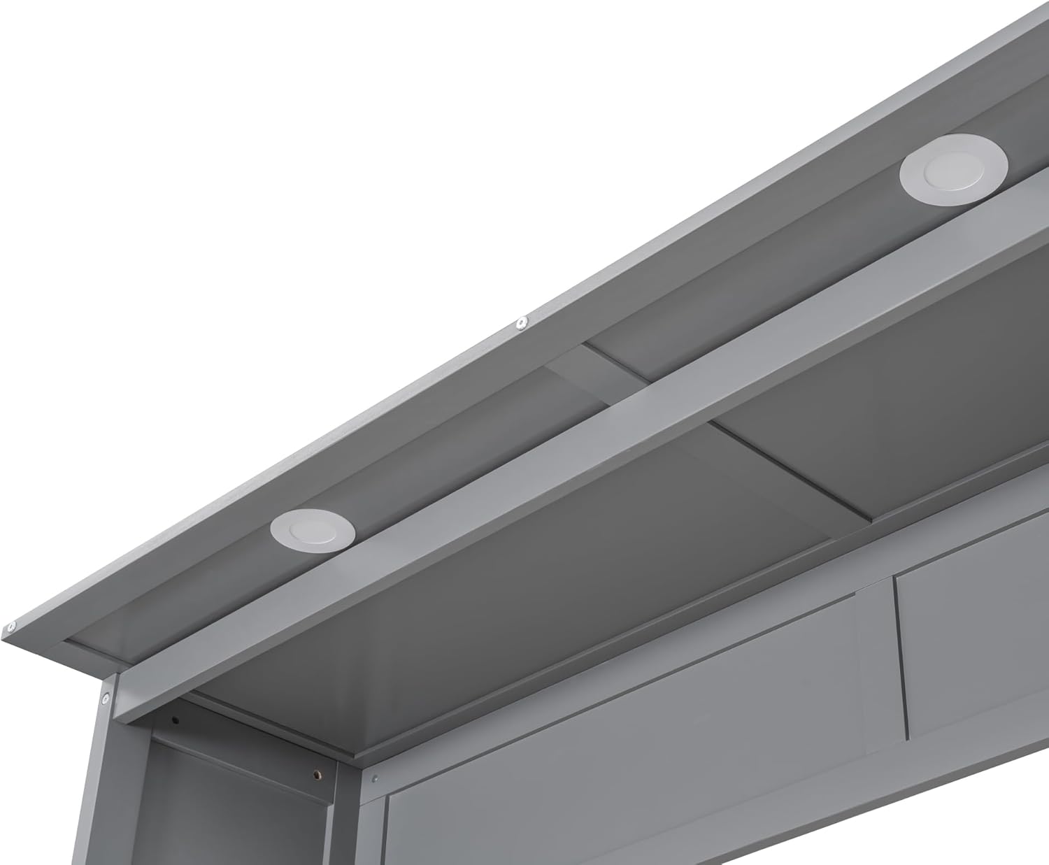 yoptote Queen Size Murphy Bed with Both Side Double Drawers and 2 Four-Layers Open Storage Shelves, Bedframe w/LED Lights & Silver Handle, Can Be Folded into A Cabinet, Space-Saving Design, Grey
