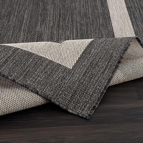 CAMILSON Outdoor Rug - Modern Area Rugs for Large Indoor and Outdoor patios, Kitchen and Hallway mats - Washable Outside Carpet (9x12, Medallion - Beige/White)