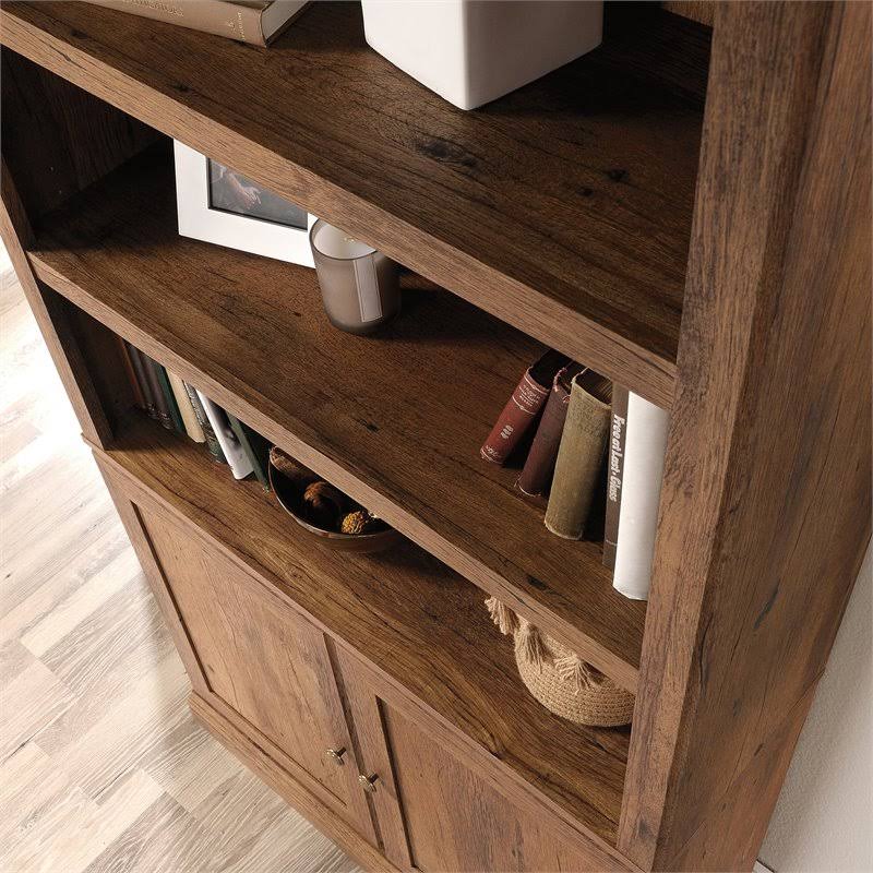 Sauder 5-Shelf Bookcase with Doors in Vintage Oak