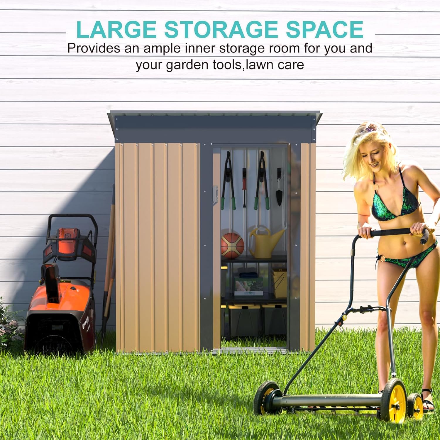 Outdoor Storage Shed 5x3 FT, Metal Garden shed, Yard Shed Storage House with Sloping Roof and Door, for Backyard Garden Patio Lawn