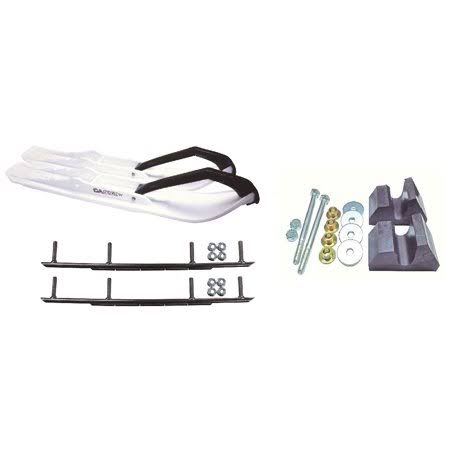 Cu0026A Pro White XCS Snowmobile Skis w/ 10 inch Round Bars Complete Kit Yamaha Trailing Arm u0026 Apex/Vector, Size: One Size
