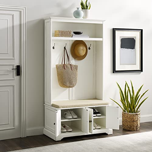 Crosley Furniture Holbrook Hall Tree, Distressed White
