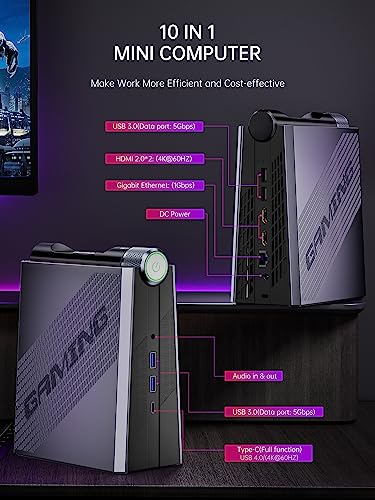 ACEMAGICIAN [Gaming PC] Mini PC Gaming, AMD Ryzen 7 5700U (up to 4.3Ghz) 32GB DDR4 512GB M.2 SSD Zen 3 Ryzen Mini PC RGB Lights AMR5 Mini Computer WiFi6 4K HDMI DP Type-C Small PC, Auto Power On