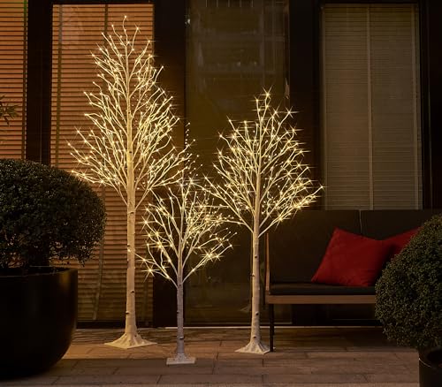 LITBLOOM 2 Pack Lighted Birch Twig Tree with Lights 4FT 72 LED Lights for Indoor Outdoor Home Easter Christmas Holiday Decoration