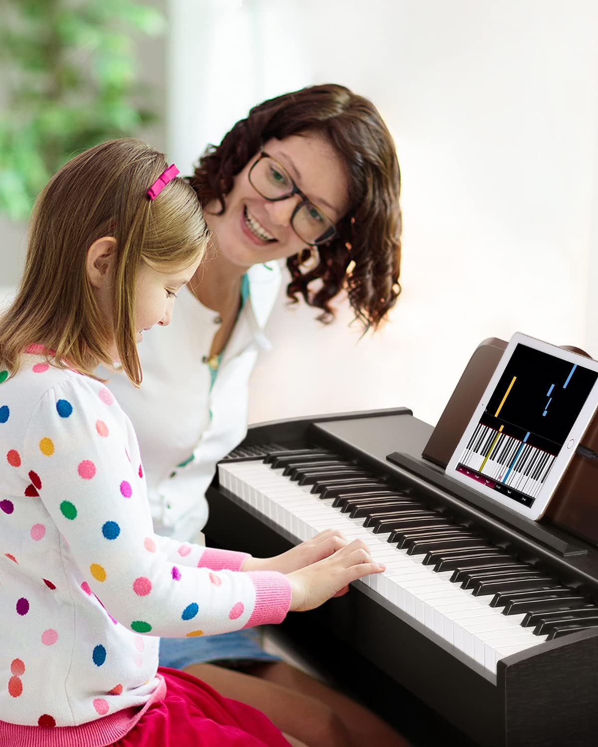 Keyboard Piano, Eastar 61 Key Piano Keyboard for Beginners/Professional, Full Size Electric Piano, Classic Wooden Digital Piano with Sustain Pedal & Music Stand, Supports MP3/USB/Audio/Mic/Headphones
