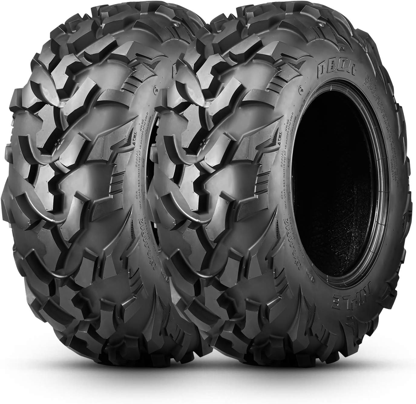 Set of 4 OBOR RIPLE ATV UTV Tires 25x8R12 Front & 25x10R12 Rear, 6PR Professional GNCC Racing Tires, 25x8-12 & 25x10-12 All-Terrain Radial Utility ATV Mud Off-Road Tires