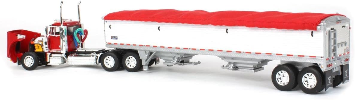 1/64 Red Peterbilt 379 Day Cab with White Wilson Pacesetter Grain Trailer 60-1765