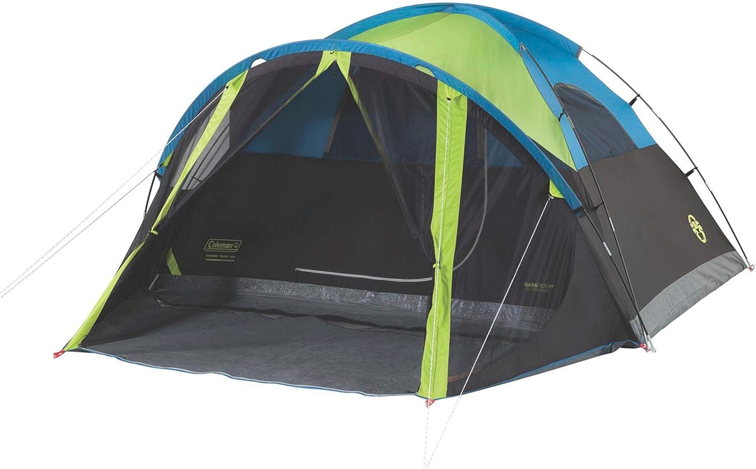 Coleman Carlsbad Dark Room Camping Tent with Screened Porch, 4/6 Person Tent Blocks & Camp Chair with 4-Can Cooler | Folding Beach Chair with Built in Drinks Cooler | Portable Quad Chair