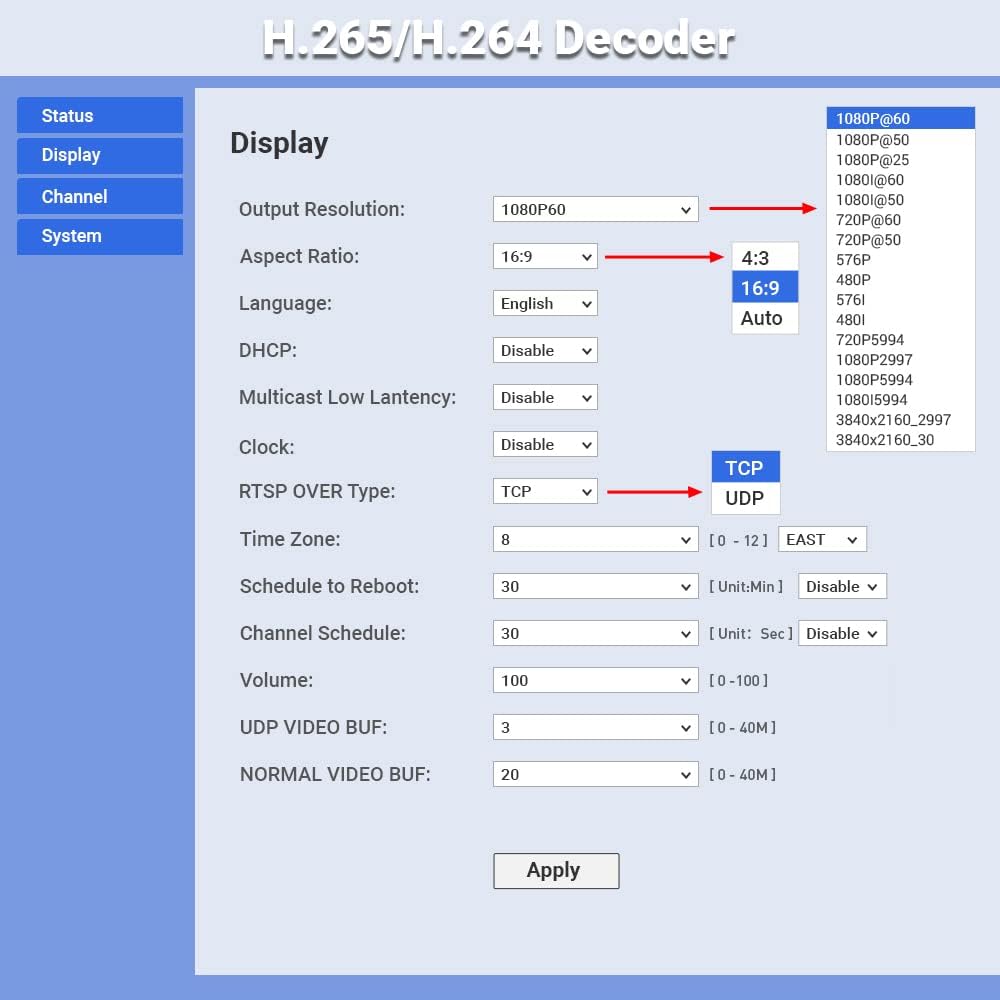 URayCoder H.265 H.264 HD Video Audio Decoder IP Camera Decoder HTTP RTSP M3U8 RTMP UDP Unitcast to HDMI AV RCA Decoder for Advertisement Display, Decoding Video Encoder, Decoding IP Camera