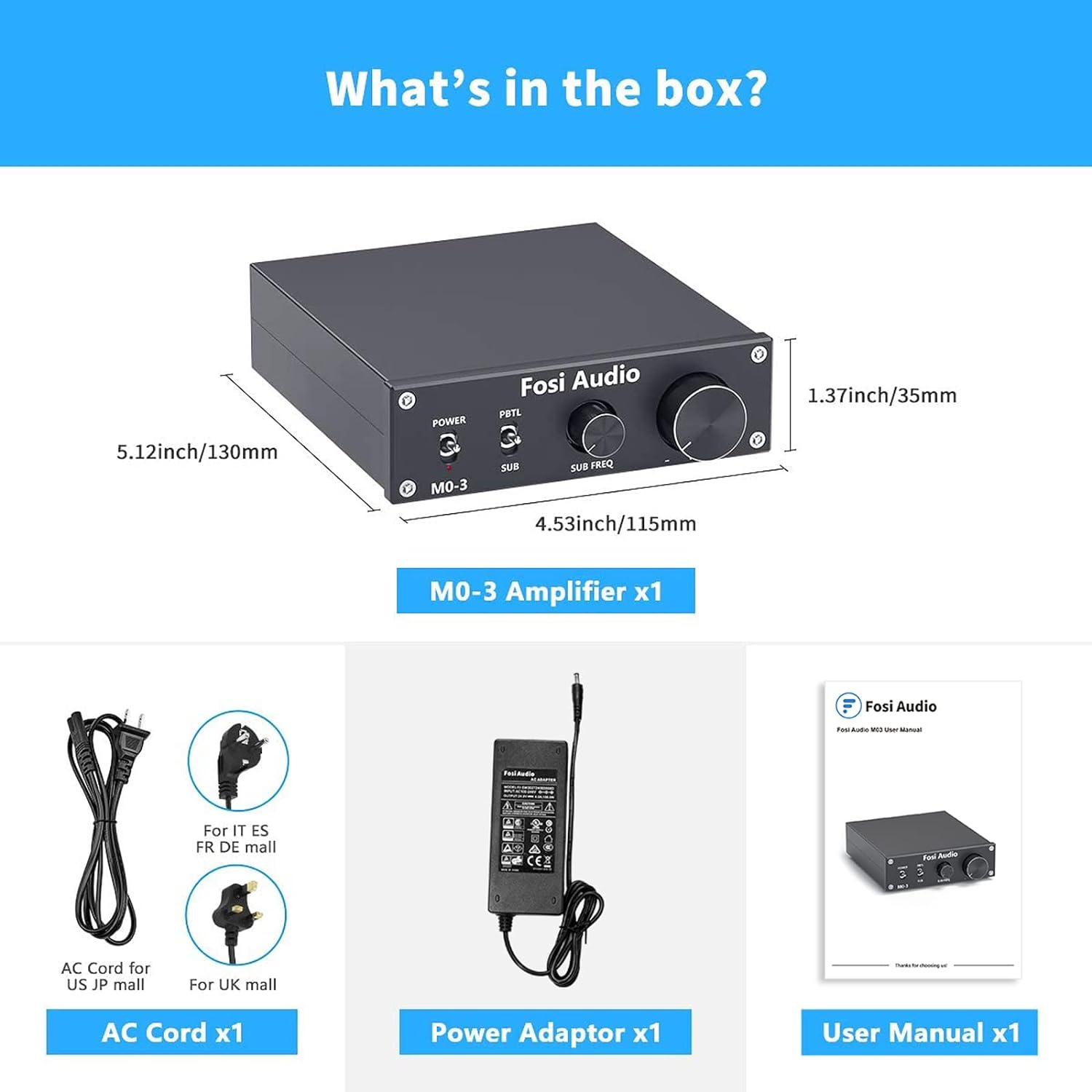 Fosi Audio M03 Subwoofer Amplifier 200 Watt Mini Mono Audio Amp Full-Frequency and Sub Bass Switchable Amplifier One Channel Home Theater Single Power Subwoofer Amp Pack of 2