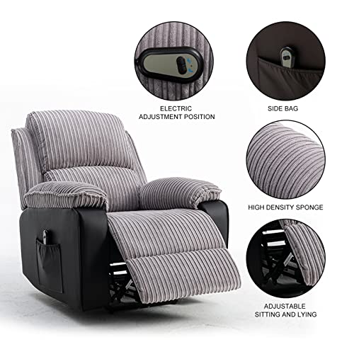 Power Recliner Chair - Modern Recliner Chair with Remote Control and Side Pockets, Adjustable Angle Reclining Sofa Chair for Adults, Single Recliner Home Theater Seat for Living Room (Brown)