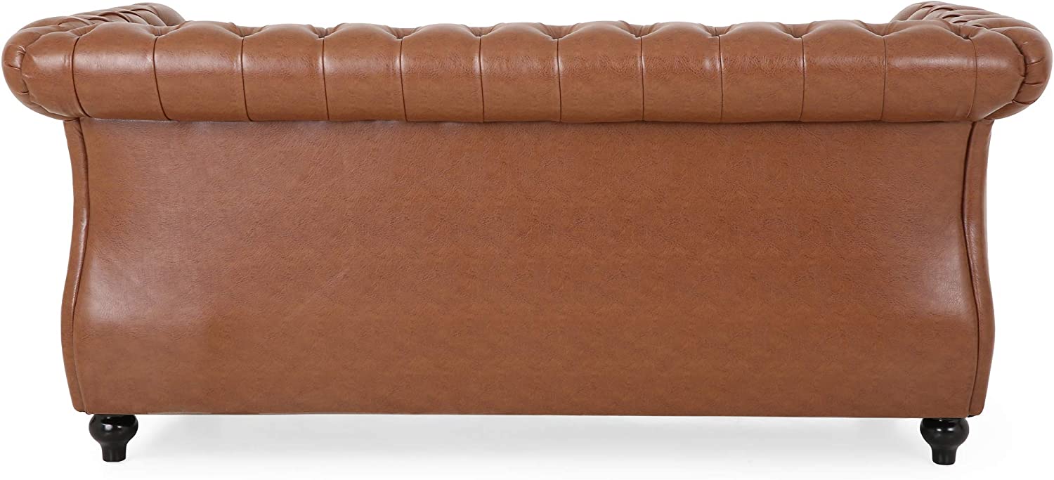 Christopher Knight Home Lucine Traditional Chesterfield Loveseat, Cognac Brown, Dark Brown