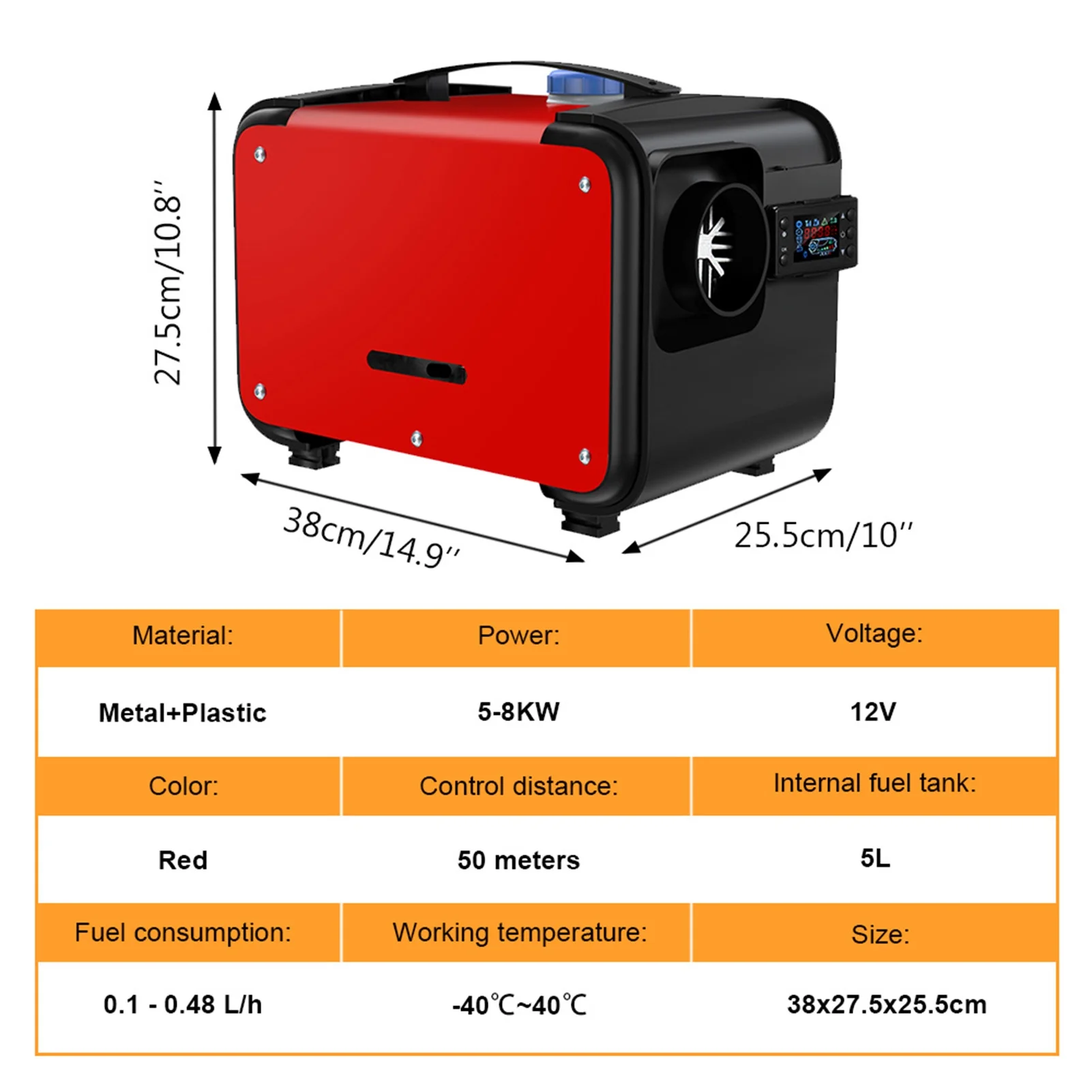 12V/24V Diesel Air Heater 8KW Fast Parking Heater with LCD Display Remote Control for Car, RV, Truck, Boats, Trailer, Motorhome, Camper