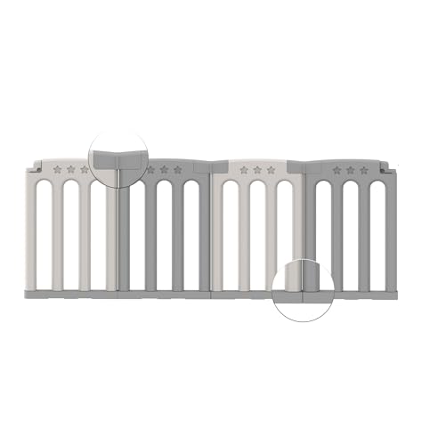 Baby Playpen, Safety Baby Gate Playpen for Babies and Toddlers Sturdy and Immovable Baby Fence Play Area Activity Center Portable Design for Indoor Outdoor (Grey+White+Star 16 Panel)