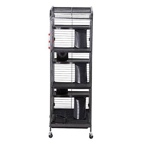 Yaheetech 52” 6 Level Indoor Ferret Rabbit Small Animal Cage Hutch Black with 3 Front