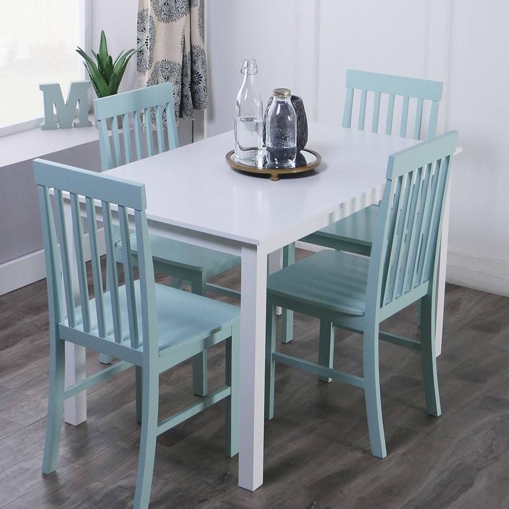 Walker Edison 5-Piece Dining Set White and Sage Green