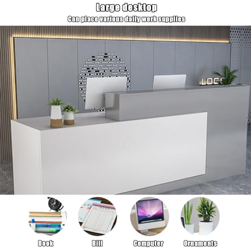 Reception Counter Desk, Front Counter Desk with Lockable Drawers, Modern Retail Counter, Wooden Computer Desk Reception Table, for Checkout Office/Beauty Salon/Lobby 160x60x100cm A-Left