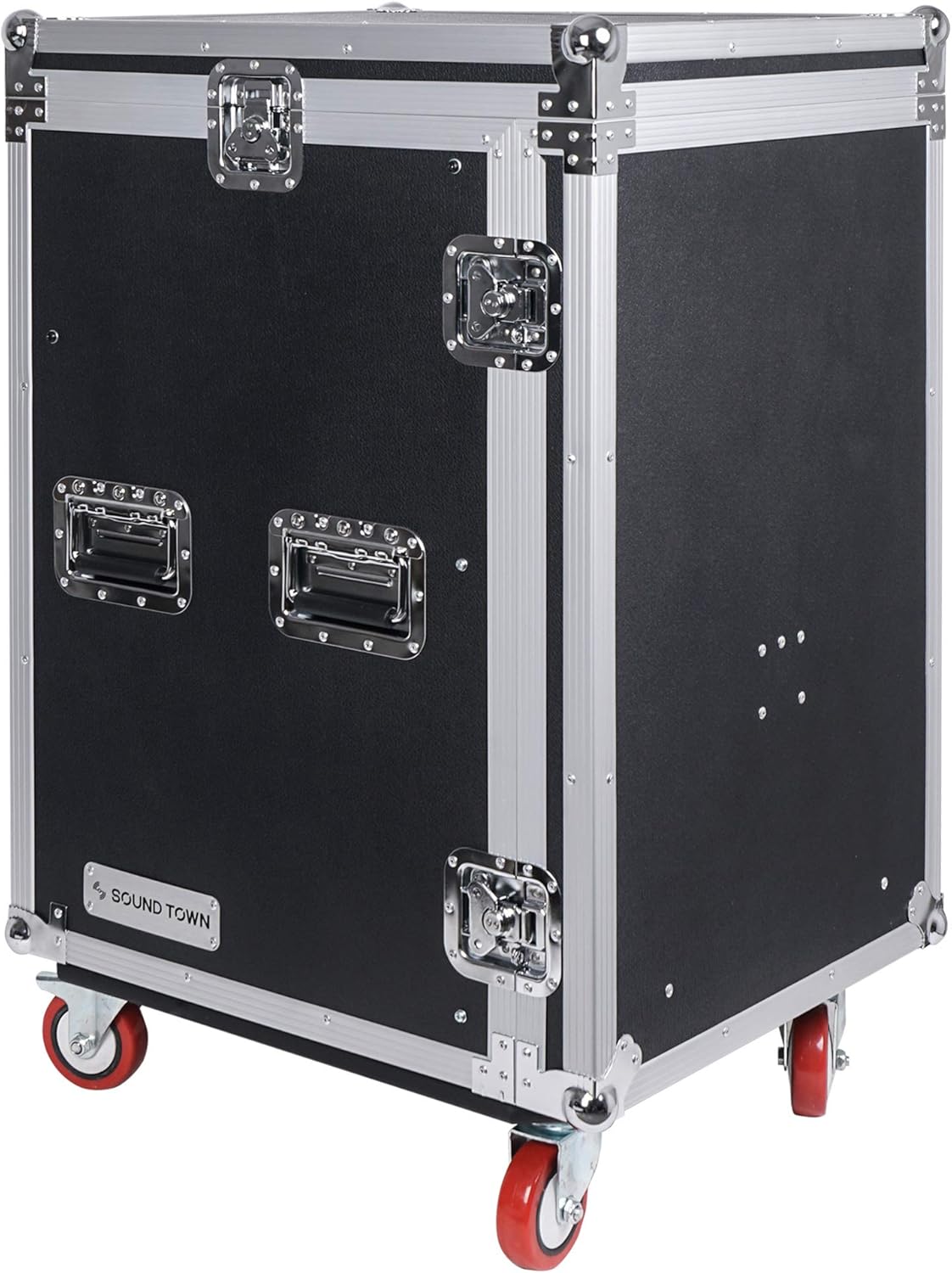 Sound Town 14U PA DJ Rack/Road ATA Case with 11U Slant Mixer Top, 20���� Rackable Depth, DJ Work Table and Casters, 14 Space Size, Pro Tour Grade (STMR-14UWT)