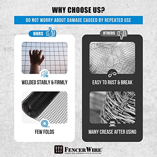 Fencer Wire 14 Gauge Hardware Cloth, Black Vinyl Coated Welded Wire Mesh, Chicken Coop Wire Fence, 1 Inch x 1 Inch Grid (48 Inch x 50 ft.)