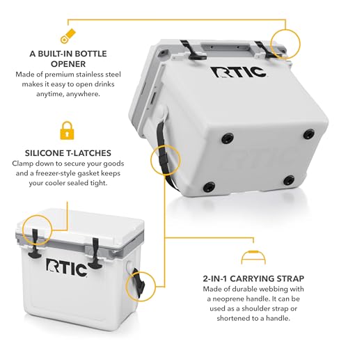 RTIC Ultra-Light 22 Quart Hard Cooler Insulated Portable Ice Chest Box for Drink, Beverage, Beach, Camping, Picnic, Fishing, Boat, Barbecue, 30% Lighter Than Rotomolded Coolers