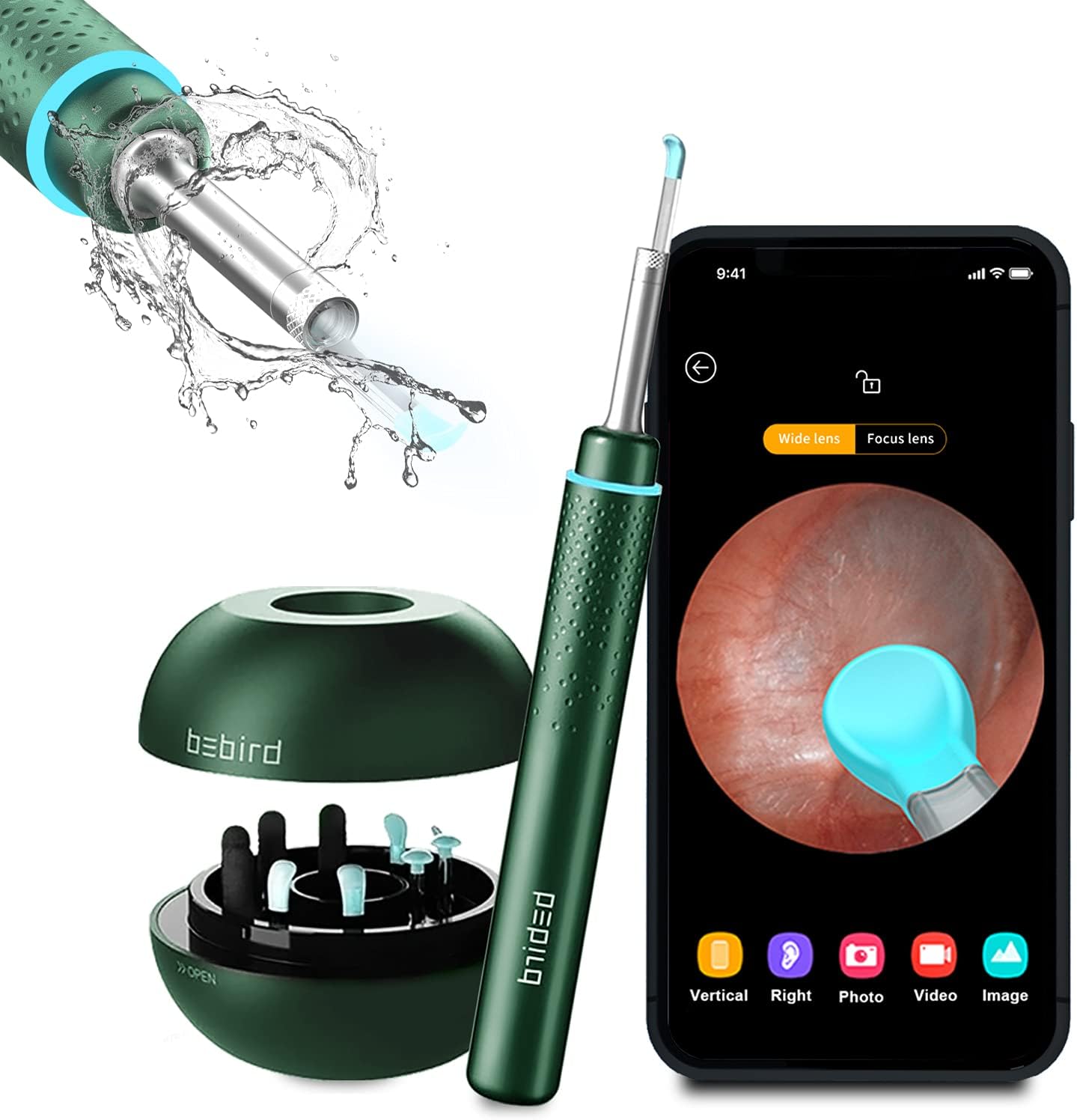 BEBIRD M9 Pro, Ear Cleaning Endoscope, Wireless Ear Cleaning Camera 1080P FHD with 6 LED Light, Waterproof 3.5mm Ultra-Thin Ear Scope Temperature Control for All Mobile Devices (Black) Pack of 2