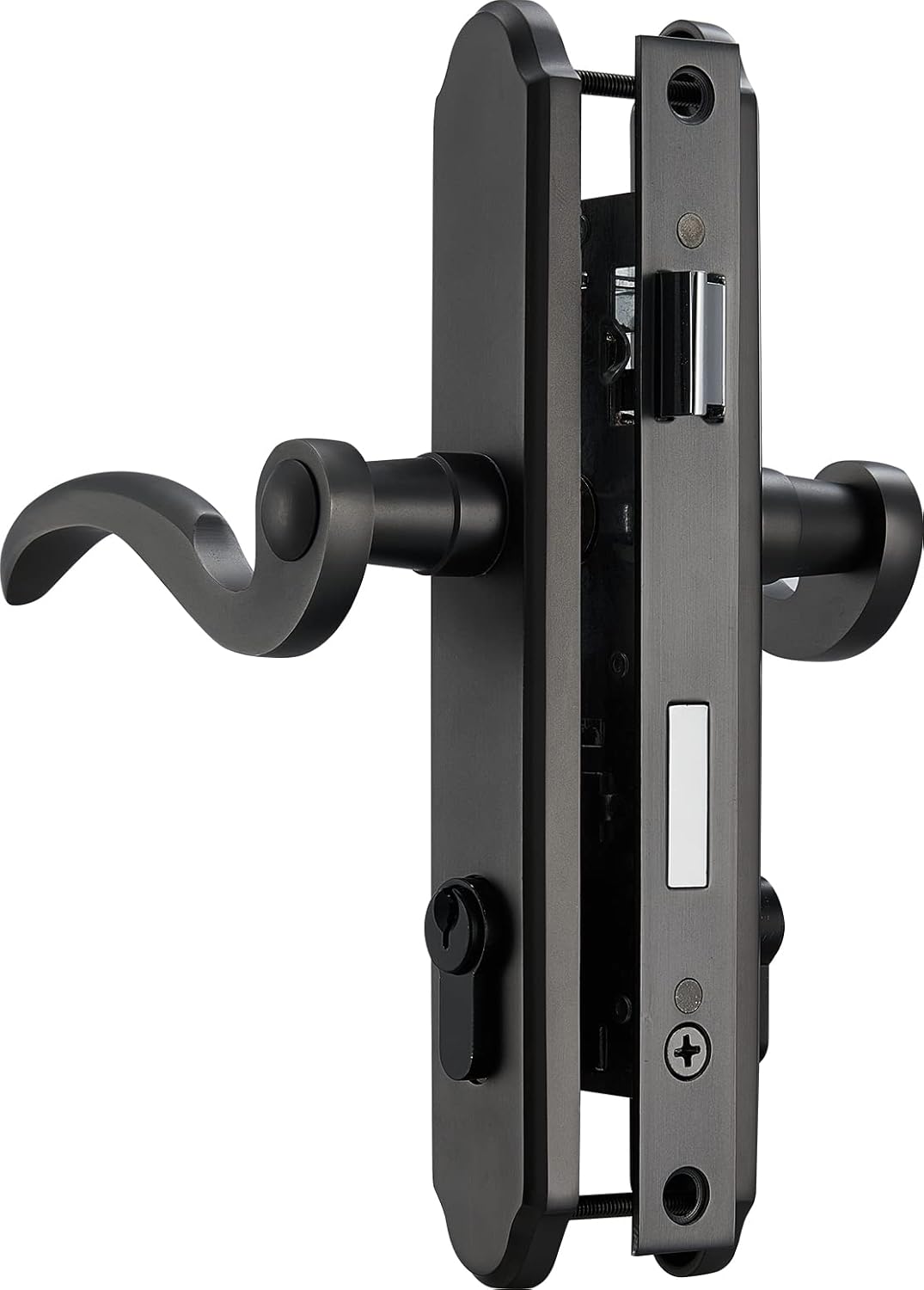 Mortise Lock Set Exterior Door Storm Doors Brass Handle Set Replacement Screen Security Key Hardware,Brushed Dark Bronze