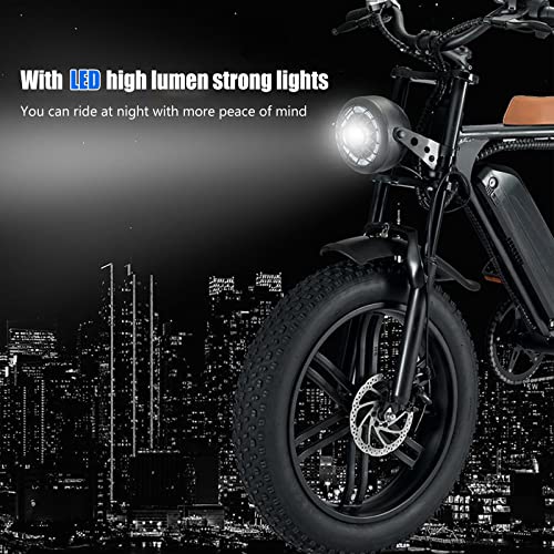 Electric Bike for Adults,20" Fat Tire 48V 15Ah Removable Battery Electric Bicycle 750W 30MPH Beach Snow Mountain Off Roading E Bike Moped for Adults, Range 30-50 Miles Shimano 7 Speed Dirt Bike