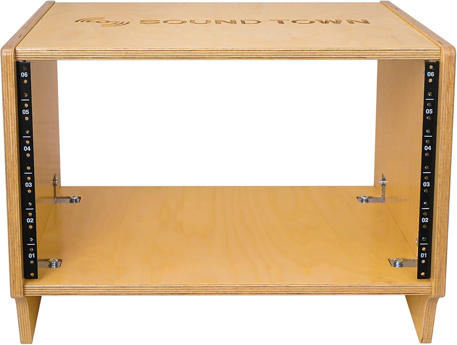 Sound Town 6U Space Baltic Birch Plywood Angled Desktop Turret Studio Equipment Rack (SDRK-6SL)
