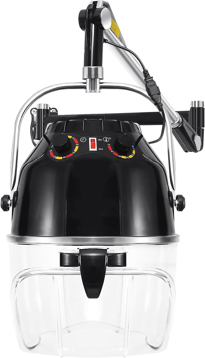 Professional 900W Wall Mounted Hair Dryer with Swivel Arm, Fast Hair Drying Low Noise for Salon, Adjustable Termperature 5-70°C Timer 0-60 Min Hairdryers Black