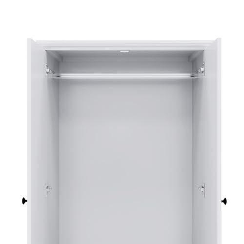 Armoire Wardrobe Closet Wood with 4 Doors 2 Hanging Rods 4 Drawers Mirror Shelving for Spacious Bedroom Armoire Storage Cabinet Large Capacity 61.42" W x 20.59" D x 70.87 "H White