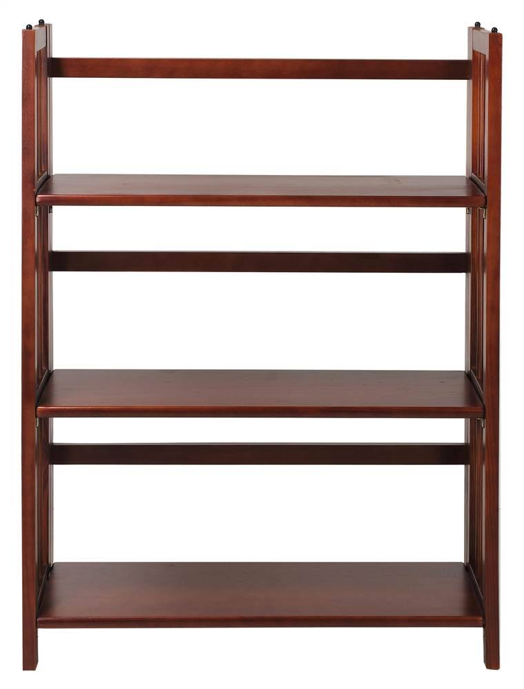 Casual Home 3-Shelf Folding Stackable Bookcase 27.5x22 Wide-Walnut