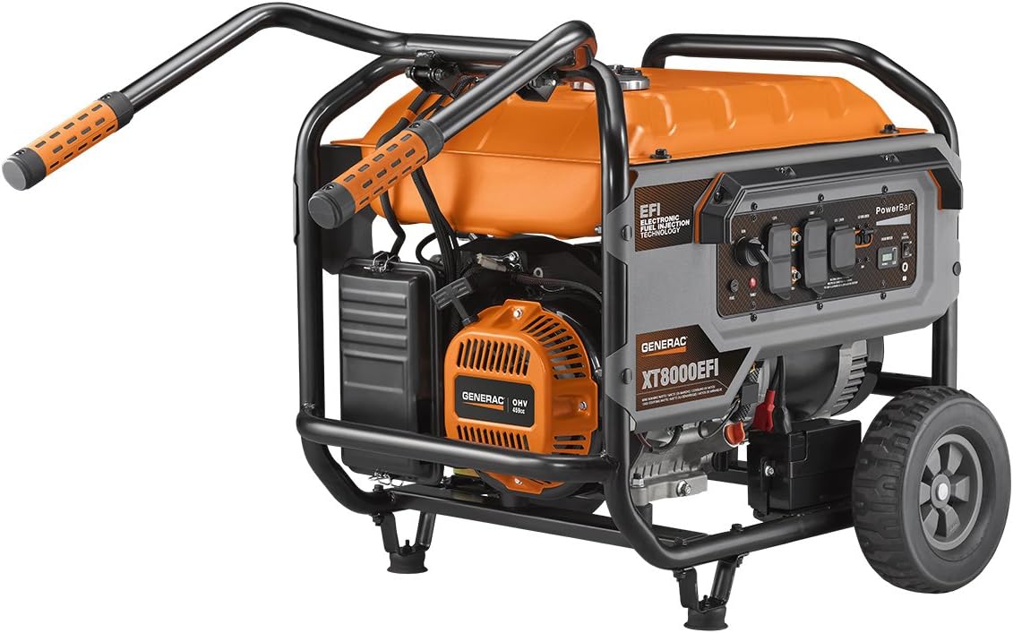 Generac 7162 8000 Watt Electronic Fuel Injection Portable Generator-EPA/CARB, Orange, Gray, Black Pack of 2