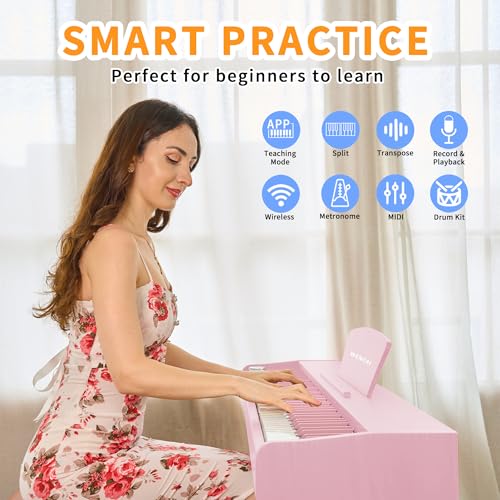 88 Key Fully Weighted Electric Piano Keyboard Hammer Action Full-size Digital Pianos for Beginners Adults Wooden Upright Piano with Sheet Music Stand Triple Pedal, Supports USB-MIDI Black
